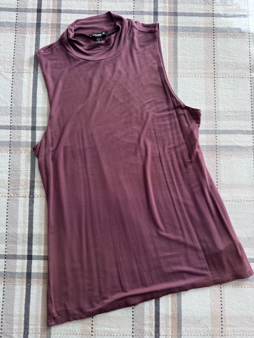 Express Sleeveless Mock Neck Top in Maroon